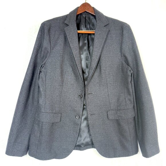 All Saints Wool Blend Blazer Jacket Mens 40 Large Dark Gray Weave Texture